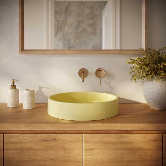 35 Colors - Handcrafted Concrete Round Vessel Sink Lily Modern Bathroom - image 1