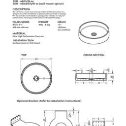 35 Colors - Handcrafted Concrete Round Vessel Sink Lily Modern Bathroom - thumbnail 4
