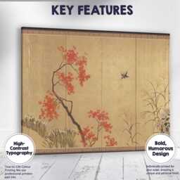 Japanese Autumn Maple Tree Decorative Folding Screen Art Canvas Wall Print Decor Picture Ready To Hang - thumbnail 1