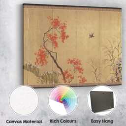 Japanese Autumn Maple Tree Decorative Folding Screen Art Canvas Wall Print Decor Picture Ready To Hang - thumbnail 2