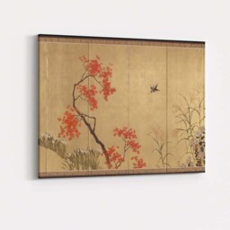 Japanese Autumn Maple Tree Decorative Folding Screen Art Canvas Wall Print Decor Picture Ready To Hang - thumbnail 4