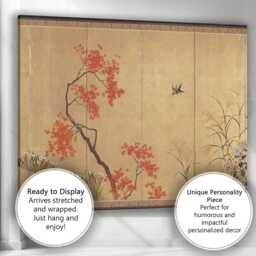 Japanese Autumn Maple Tree Decorative Folding Screen Art Canvas Wall Print Decor Picture Ready To Hang - thumbnail 3