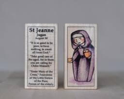 st Jeanne Jugan Patron Saint Block With Gift Bag // Of The Elderly Foundress Little Sisters Poor Catholic Toys