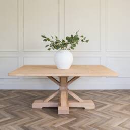 Heritage Pedestal Dining Table Rustic Pine Large Solid Wood Table Base Custom Sizes & Finishes Weathered Oak Finish - thumbnail 2