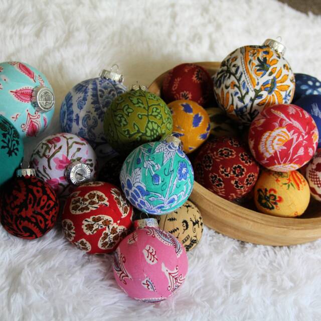 Bohemian Inspired Christmas Ornaments. Genuine India Fabrics. Holiday Home Decoration - image 1