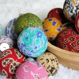 Bohemian Inspired Christmas Ornaments. Genuine India Fabrics. Holiday Home Decoration - thumbnail 3