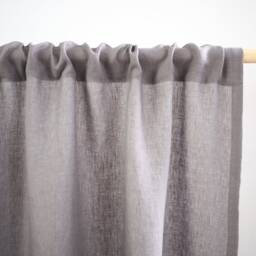 Gray Linen Curtain Panel Made Of Medium - 160 G/M2. Rod Pocket Stonewashed - thumbnail 2
