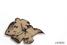 Cute Dinosaur 3 Engraved Wood - Kids Nursery Room, Baby Room Wall Clock - thumbnail 1
