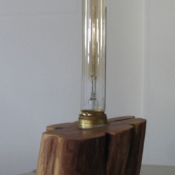 Table Lamp- Desk Bedside Entry Wooden Boho Edison Cedar Wood- Modern Lighting- Home Decor- One Of A Kind - thumbnail 4