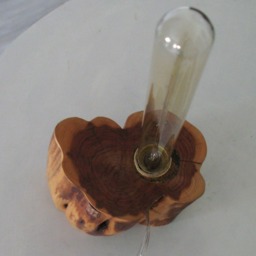 Table Lamp- Desk Bedside Entry Wooden Boho Edison Cedar Wood- Modern Lighting- Home Decor- One Of A Kind - thumbnail 3