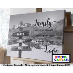 Family Street Sign Post Personalised With Names Picture Wall Art Framed Canvas Print Mum Dad Friend Husband Wife Wedding Birthday Gift - thumbnail 2