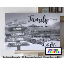 Family Street Sign Post Personalised With Names Picture Wall Art Framed Canvas Print Mum Dad Friend Husband Wife Wedding Birthday Gift - thumbnail 1