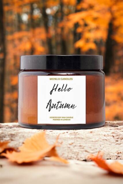 Large Soy Autumn Scented Candle, Pumpkin Spice, Amber Jar Candle, Two Wick Candle, Autumn Gift, Autumn Home Decor, Fall Candle, Container Candle - image 1