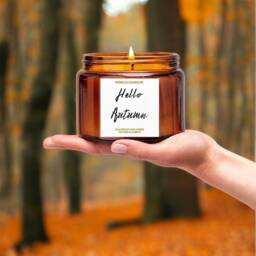 Large Soy Autumn Scented Candle, Pumpkin Spice, Amber Jar Candle, Two Wick Candle, Autumn Gift, Autumn Home Decor, Fall Candle, Container Candle - thumbnail 2