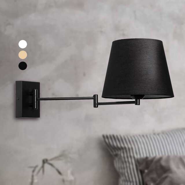 Pilar - Black Modern Reading Lampshade Articulated Bedside Light Wall Sconce Swing Lighting Bedroom - image 1