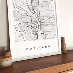 Portland Map Street Oregon City Drawing Black & White - Art Print Wedding Anniversary Graduation Gift Pacific Northwest Wall Decor - thumbnail 3
