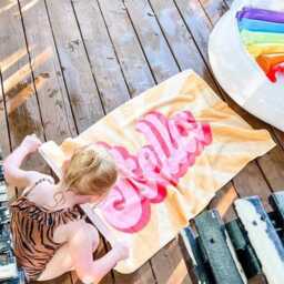 Groovy Retro Personalized Beach Towel Custom Name Bath Towel - thumbnail 3