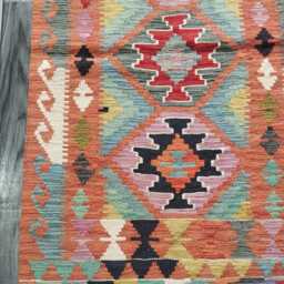 Kilim Rug Classic, Handmade Artisan Afghan Turkish Persian Rug, Navajo Moroccan Bohemian Flatweave, Natural Wool Multicolour 129x77 cm - thumbnail 2