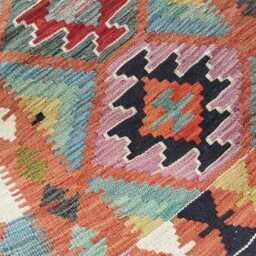 Kilim Rug Classic, Handmade Artisan Afghan Turkish Persian Rug, Navajo Moroccan Bohemian Flatweave, Natural Wool Multicolour 129x77 cm - thumbnail 4