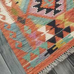 Kilim Rug Classic, Handmade Artisan Afghan Turkish Persian Rug, Navajo Moroccan Bohemian Flatweave, Natural Wool Multicolour 129x77 cm - thumbnail 3