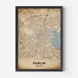 Dublin City Map Print Unique Wall Art Framed Home Decor Poster Ireland Gift Irish - thumbnail 3