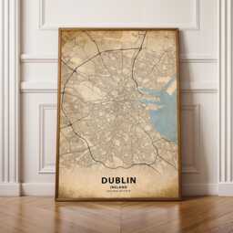Dublin City Map Print Unique Wall Art Framed Home Decor Poster Ireland Gift Irish - thumbnail 1