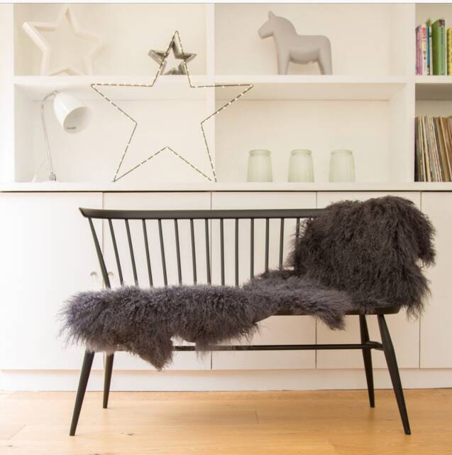 Dark Grey Luxury Tibetan Sheepskin Rug, Xl Sheepskin, Retro, Cair Cover , Accessories Interi