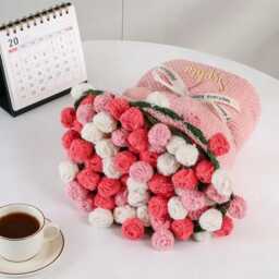 Custom Crochet Bouquet Blanket, Embroidered Name, Mother's Day Gift - thumbnail 3