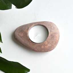stone Tealight Holder, Ash Pink Candleholder, Pebble Coastal Rock Beach Tea Candle Holder - thumbnail 2