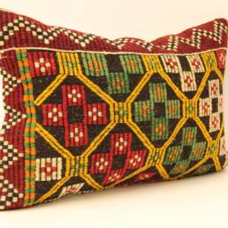 Kilim Lumbar Pillowcover 16x24 Turkish Textile Cushion Hand Made Decorative Home Design Throw Pillow Case Sofa Boho 4Kaf-13 - thumbnail 2