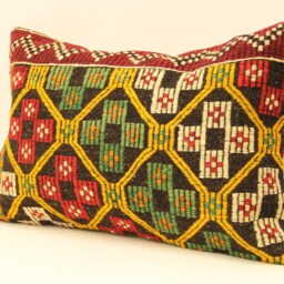 Kilim Lumbar Pillowcover 16x24 Turkish Textile Cushion Hand Made Decorative Home Design Throw Pillow Case Sofa Boho 4Kaf-13 - thumbnail 3