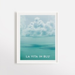 La Vita in Blu Art Print Minimalist Blue Water & Clouds Landscape - thumbnail 1