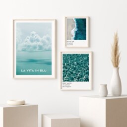 La Vita in Blu Art Print Minimalist Blue Water & Clouds Landscape - thumbnail 3