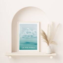 La Vita in Blu Art Print Minimalist Blue Water & Clouds Landscape - thumbnail 2