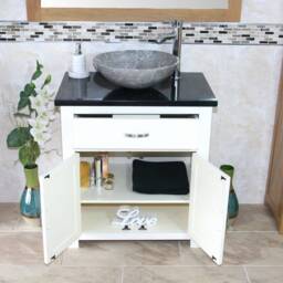 Bathroom Vanity White Painted Wash Stand Black Quartz Marble Stone Basin 502Pbqsbc - thumbnail 3