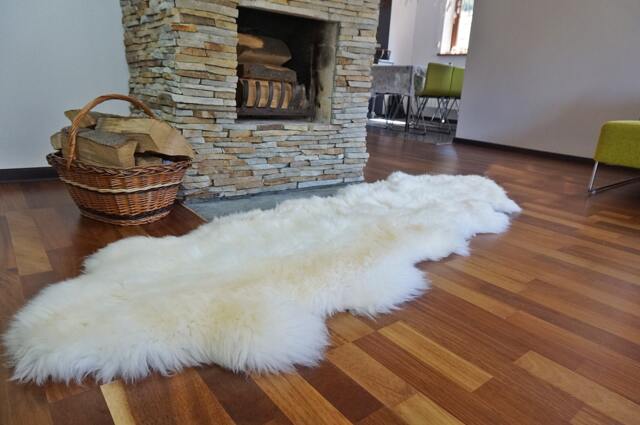 "Giant White Sheepskin Rug, Double Natural Wool Carpet, Thick Shiny Fur, 79""x30" - image 1