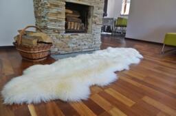 "Giant White Sheepskin Rug, Double Natural Wool Carpet, Thick Shiny Fur, 79""x30" - thumbnail 1