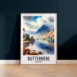 Buttermere Travel Print - Watercolour Poster Design - Wall Artwork Lake District UK Gifts Home Decor Art Gift Picture - thumbnail 2