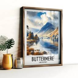 Buttermere Travel Print - Watercolour Poster Design - Wall Artwork Lake District UK Gifts Home Decor Art Gift Picture - thumbnail 3