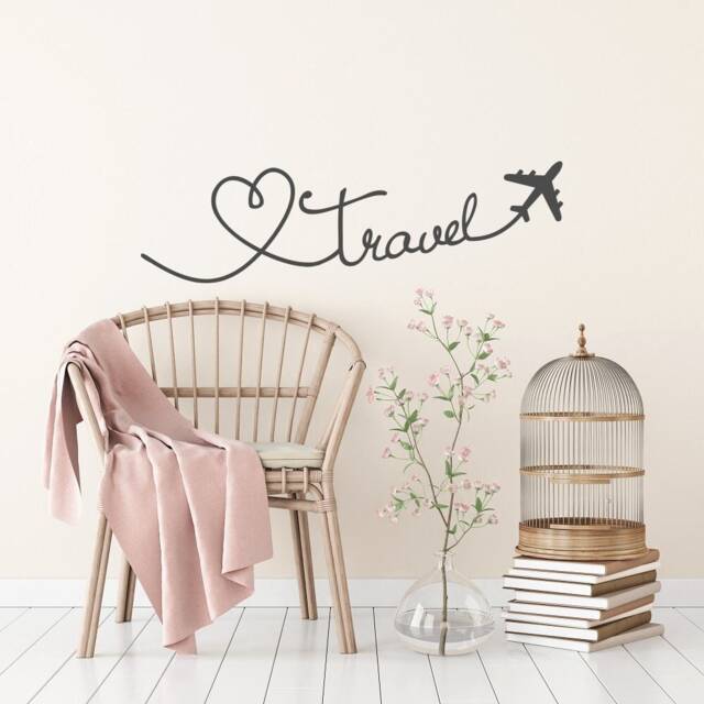 Travel Wall Decal - Love Quote, Airplane Vinyl Sticker #244 - image 1