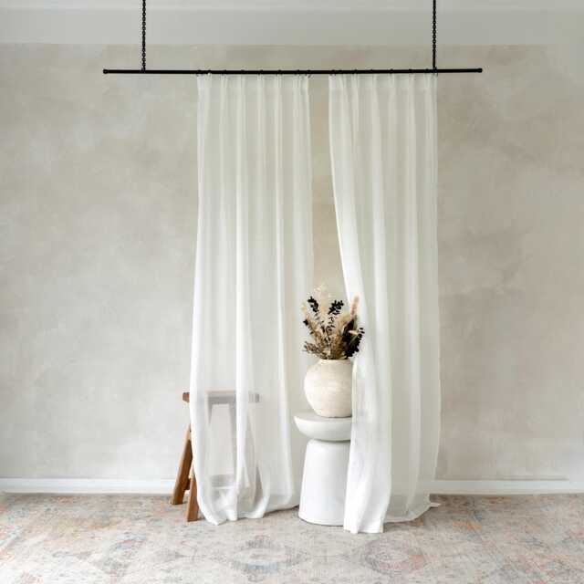 Sheer Linen Curtains, Pinch Pleat Curtains For Living Room, Lightweight Window Treatments - image 1