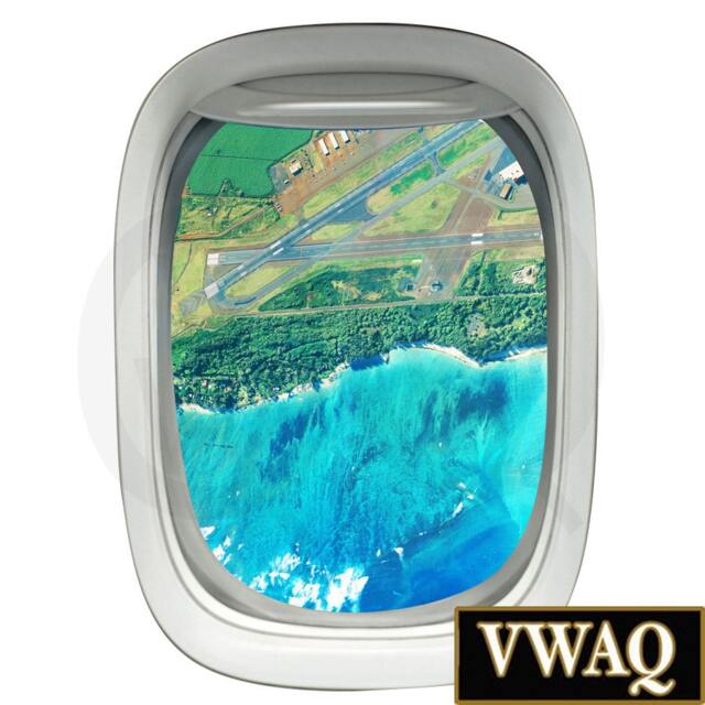 Airplane View 3D Window Decal Airport Runway Vinyl Wall Art Mural Peel & Stick Aviation Home Decor Pw39