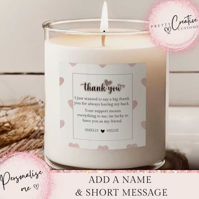 Personalised Thank You Scented Candle With Your Own Text, Gift For Her, Soul Sister Candle, Best Friend - image 1