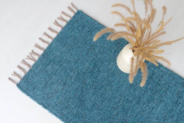 Runner Rug Blue 250 cm, Hallway Rug, Bathroom Kitchen Bohemian Decor, Thick Soft Farmhouse Decoration, Sustainable Rug - image 1