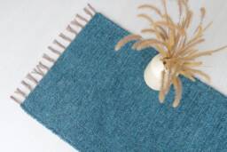 Runner Rug Blue 250 cm, Hallway Rug, Bathroom Kitchen Bohemian Decor, Thick Soft Farmhouse Decoration, Sustainable Rug - thumbnail 1