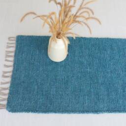 Runner Rug Blue 250 cm, Hallway Rug, Bathroom Kitchen Bohemian Decor, Thick Soft Farmhouse Decoration, Sustainable Rug - thumbnail 3