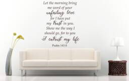Psalm 143 V 8 Bible Verse Quote Vinyl Wall Art Sticker Decal Mural. Home, Church, School Decor. Wall. Unfailing Love - thumbnail 1