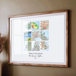 Custom Map Print Personalised Travel Wall Art Atlas Locations Anniversary Gift Romantic Present Couples Vacation Destination Poster - thumbnail 3