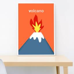 Volcano Art Print Kids' Room Decor, Orange Lava - thumbnail 3