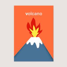 Volcano Art Print Kids' Room Decor, Orange Lava - thumbnail 2